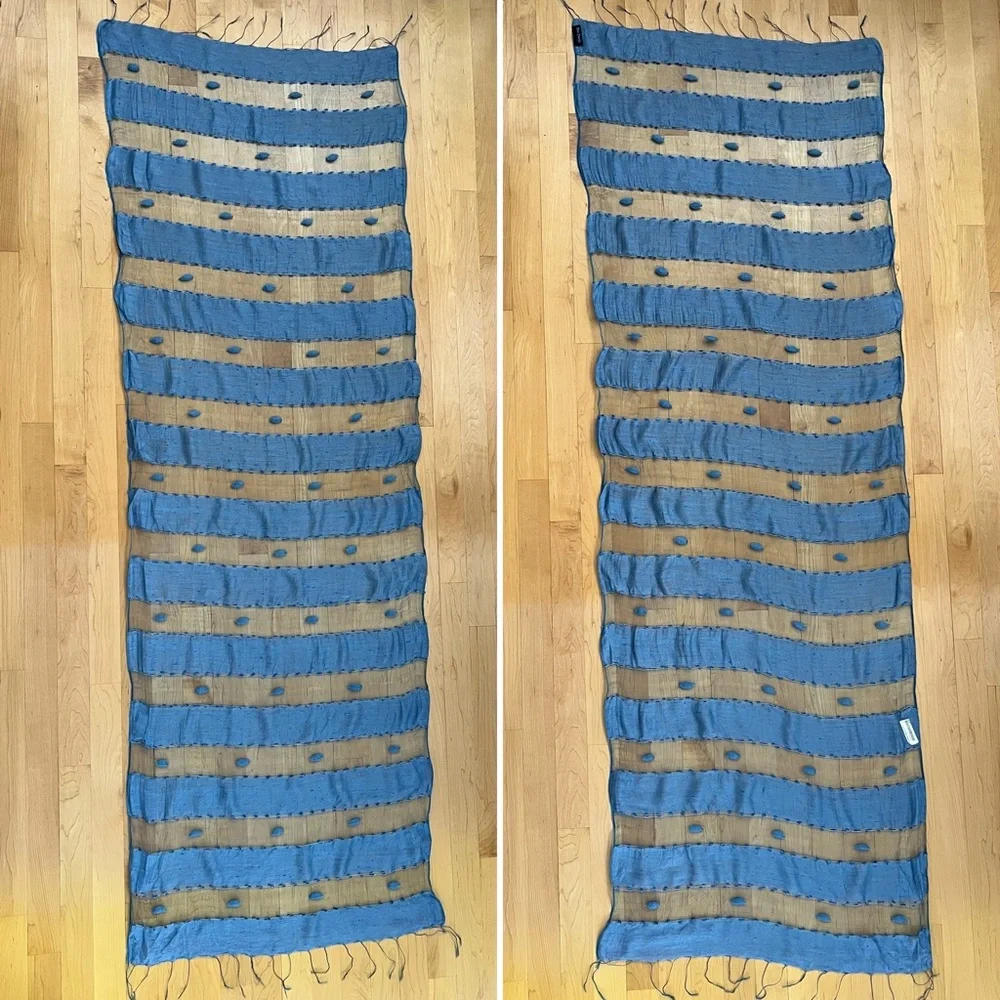 🪺New HAND WOVEN SILK PANEL SCARF/SHAWL-by BLUE PACIFIC | Vintage Denim Blue - Picture 14 of 17